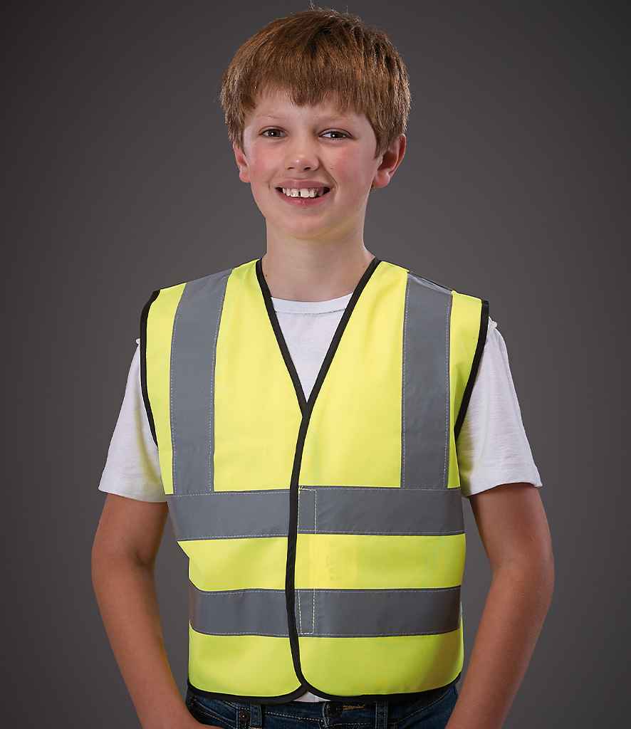[YK102B-ORA-S] YK102B Yoko Kids Hi-Vis 2 Band and Braces Waistcoat  (Orange, S)